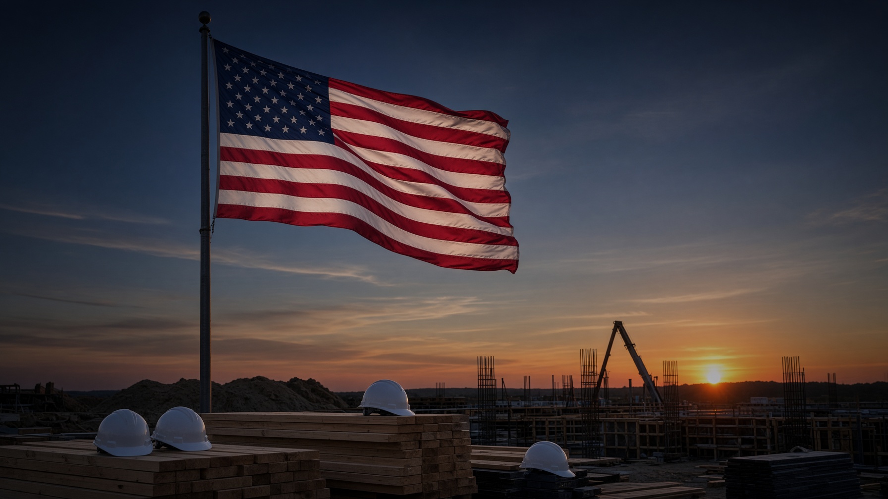 American flag on a Texas Peak jobsite